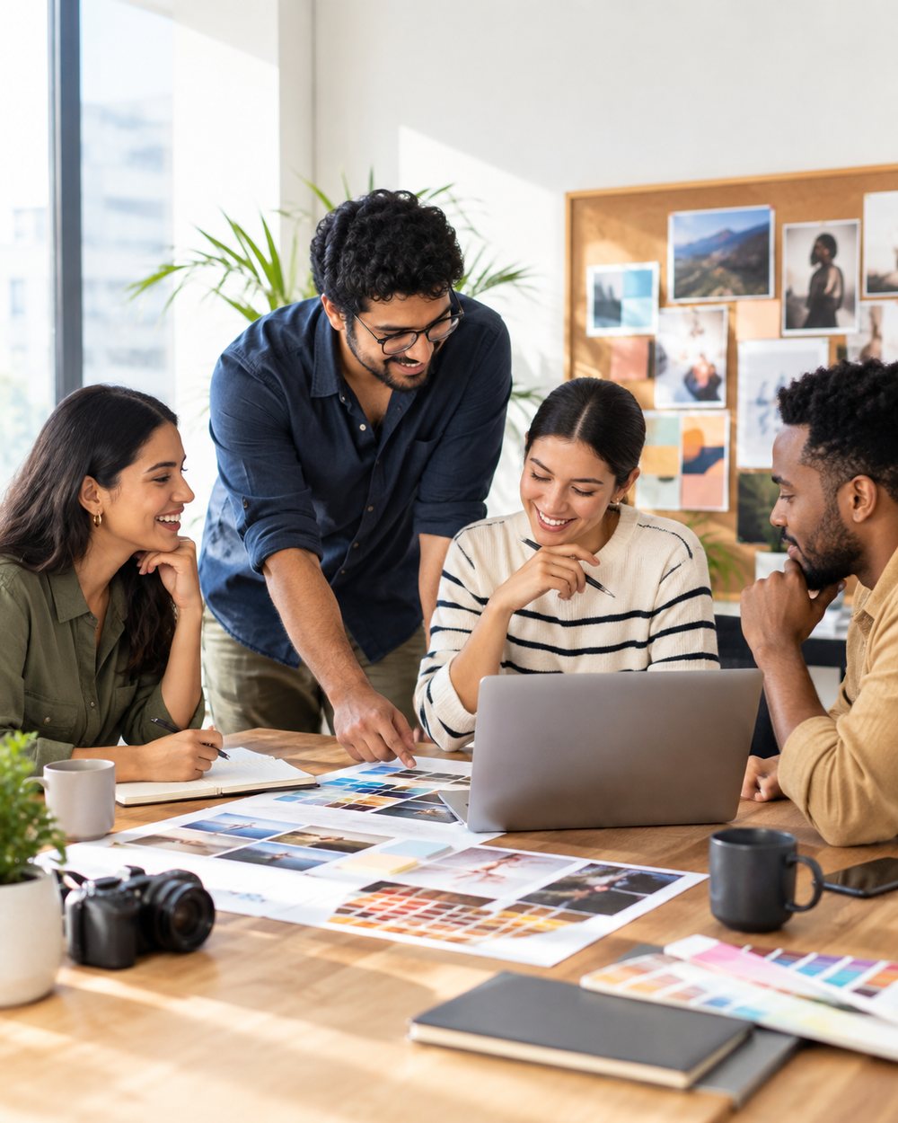 A brand marketing team reviewing campaign results